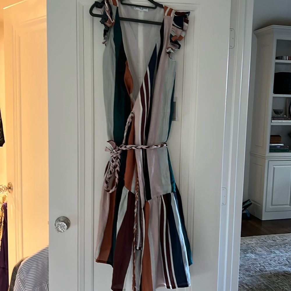Apiece apart stripes wrap dress
